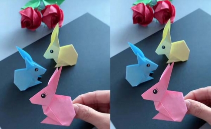 Rabbit origami tutorial for children